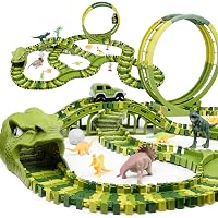 CELMAN Dinosauri per Bambini - Pista Macchinine, Set Flessibile e Creativo con Molti