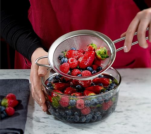 Miniatura 9 de Kafoor Colador de malla fina de 6.3 pulgadas con mango de goma termoplástica - Tamiz de malla fina de acero inoxidable - Ideal para tamizar harina,