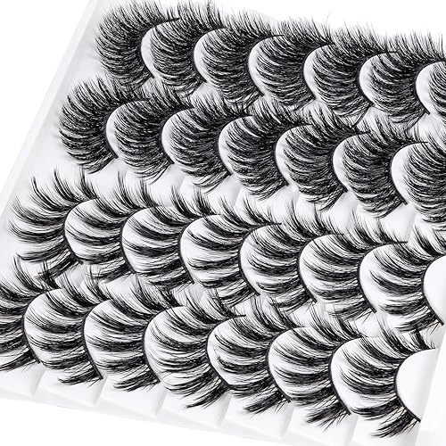 Miniatura 6 de Veleasha Pestañas postizas 3D de Mink sintético 3D de 18mm de largo, aspecto natural, pestañas postizas para maquillaje de ojos, paquete de 10 pares