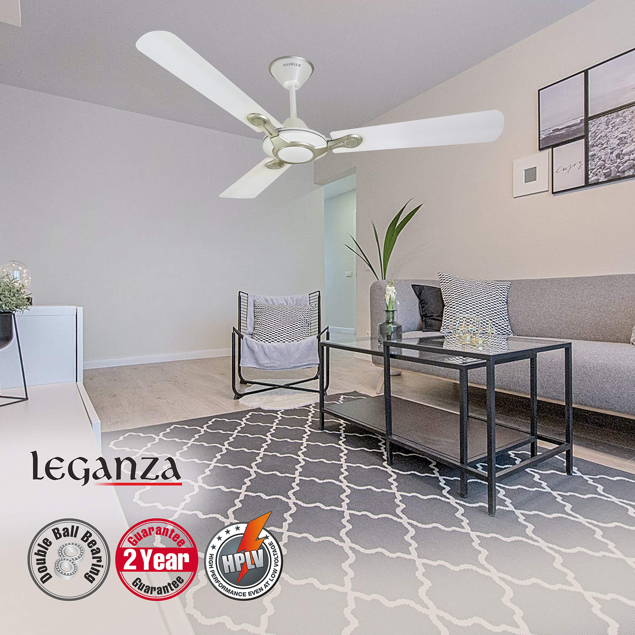 Havells Leganza Ceiling Fan - 4 Blades, Pearl White -8