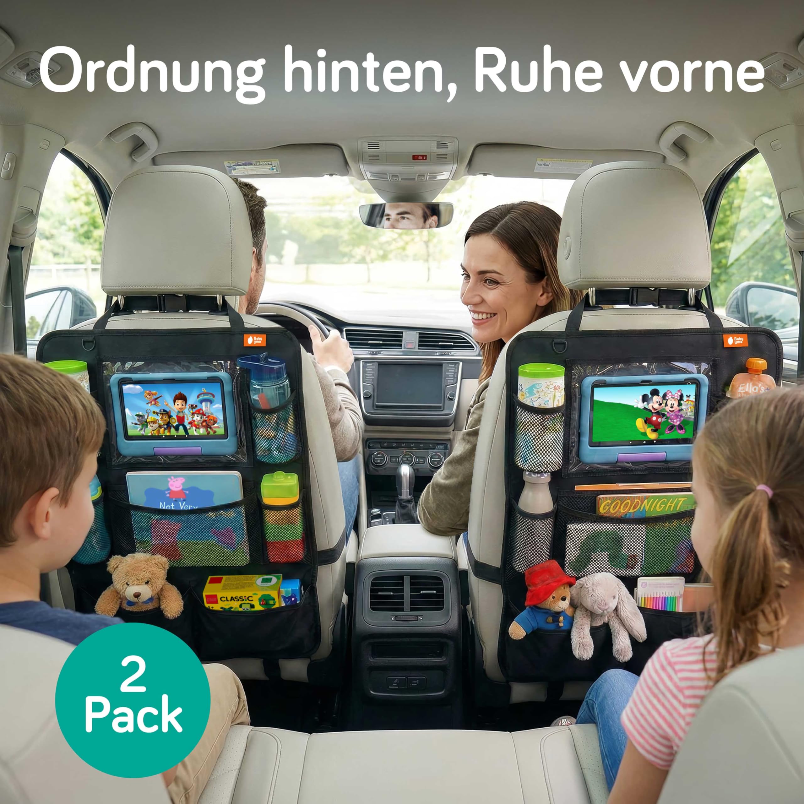 Auto Ruecksitz Organizer Kinder 2er Set | Rueckenlehnen Organizer mit Tablethalter & Taschen | Autositz Organizer Ruecksitz | Kinder Organizer Auto | Rueckenlehnenschutz | Auto Sitz Organisation - 3