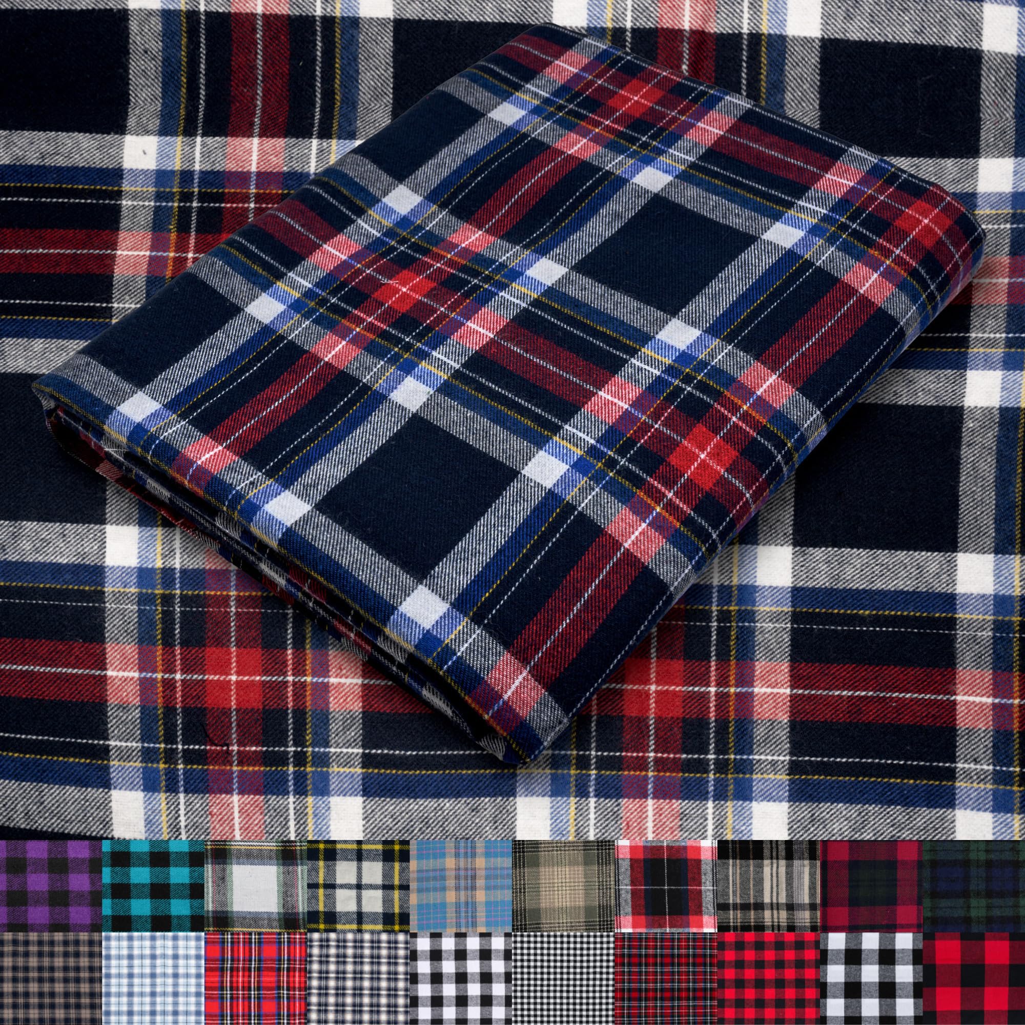 Pico Textiles 1 Yard Blue and Green Blackwatch Tartan Plaid Flannel Fabric - 60" Wide - 100% Cotton - Sold by The Yard - for Shirts, Scarves, Pajamas & Receiving Blankets — view 64
