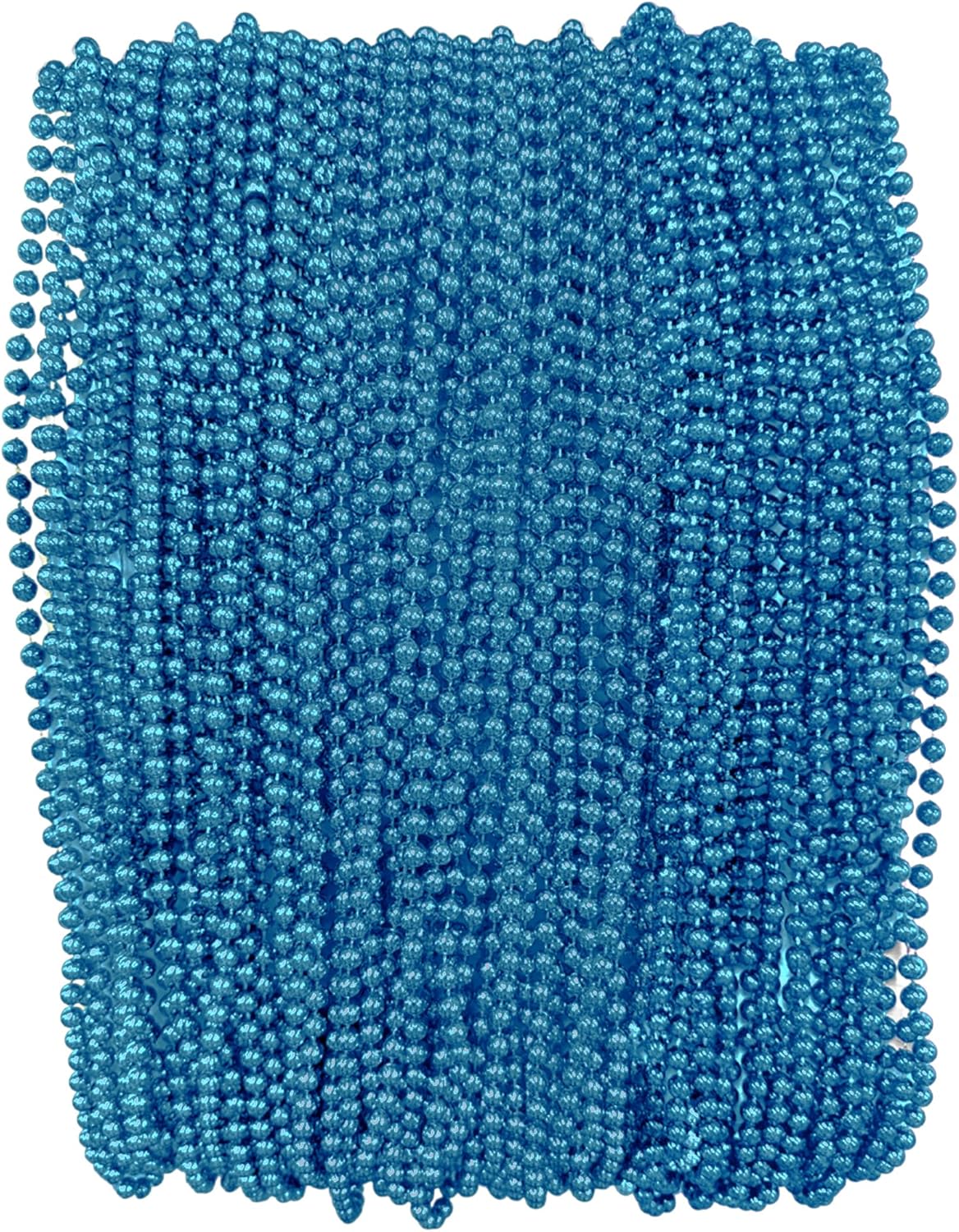 THE MARDI GRAS KREWE - Mardi Gras Beads 33" 7mm, 72 Necklaces and Mask with Feathers Set of 6