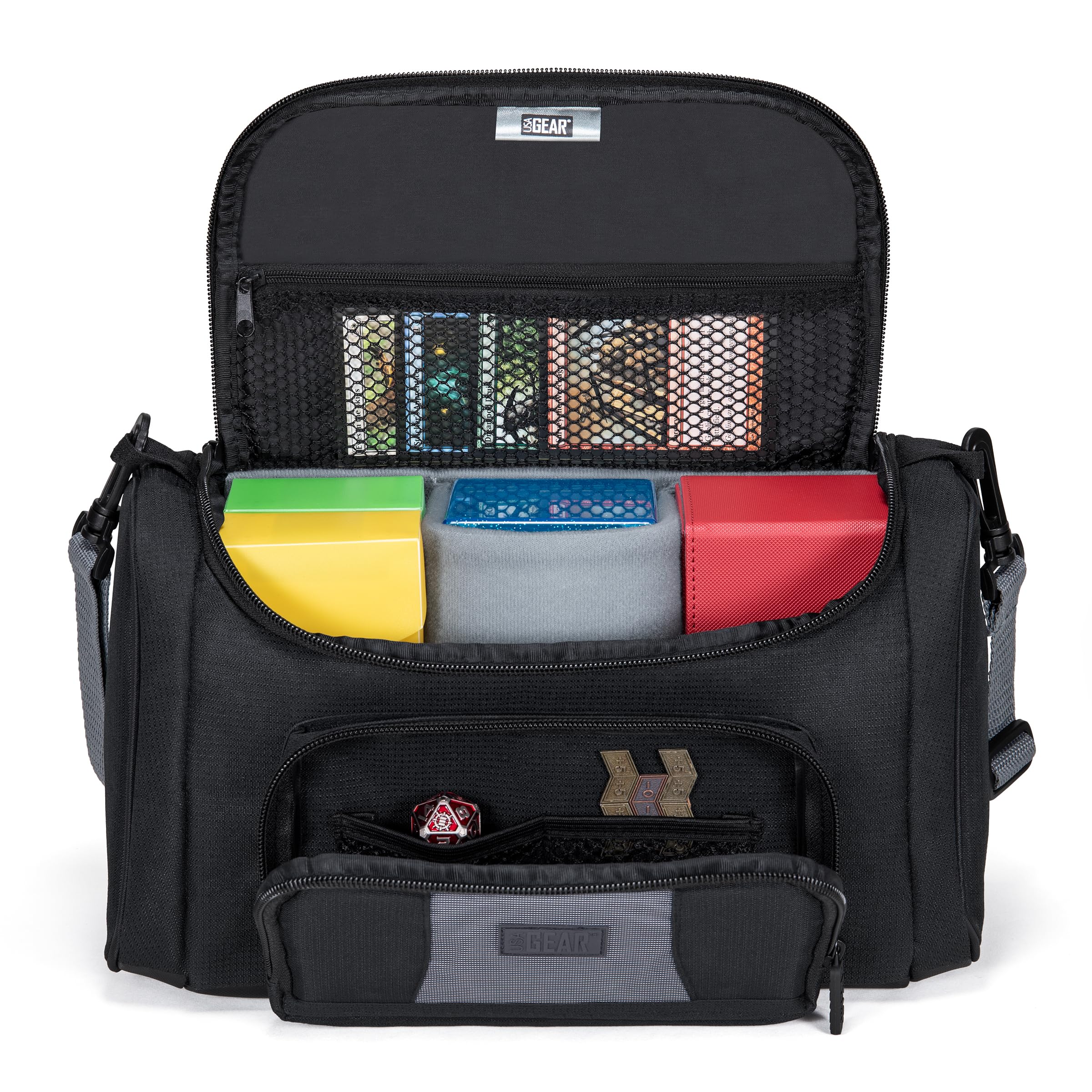 USA Gear MTG Carrying Bag - Trading Card Deck Carrying Case with Padded Customizable Interior, Compatible with MTG Deck Boxes, Booster Box, Yugioh Card Decks & More TCG Accessories (Bag Only)