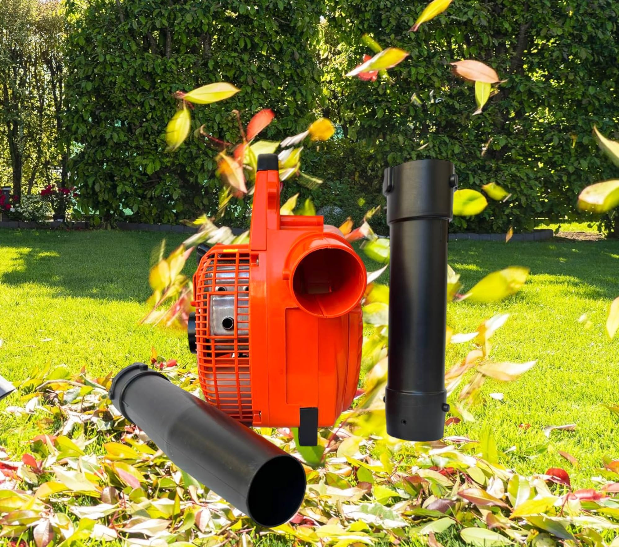 Soffiatore a scoppio 25.4CC con motore 2 Tempi Potenza 0.65kW Soffiatore da giardino per manutezione spazi esterni leggero e portatile, per la cura del prato, detriti e pulizia del cortile