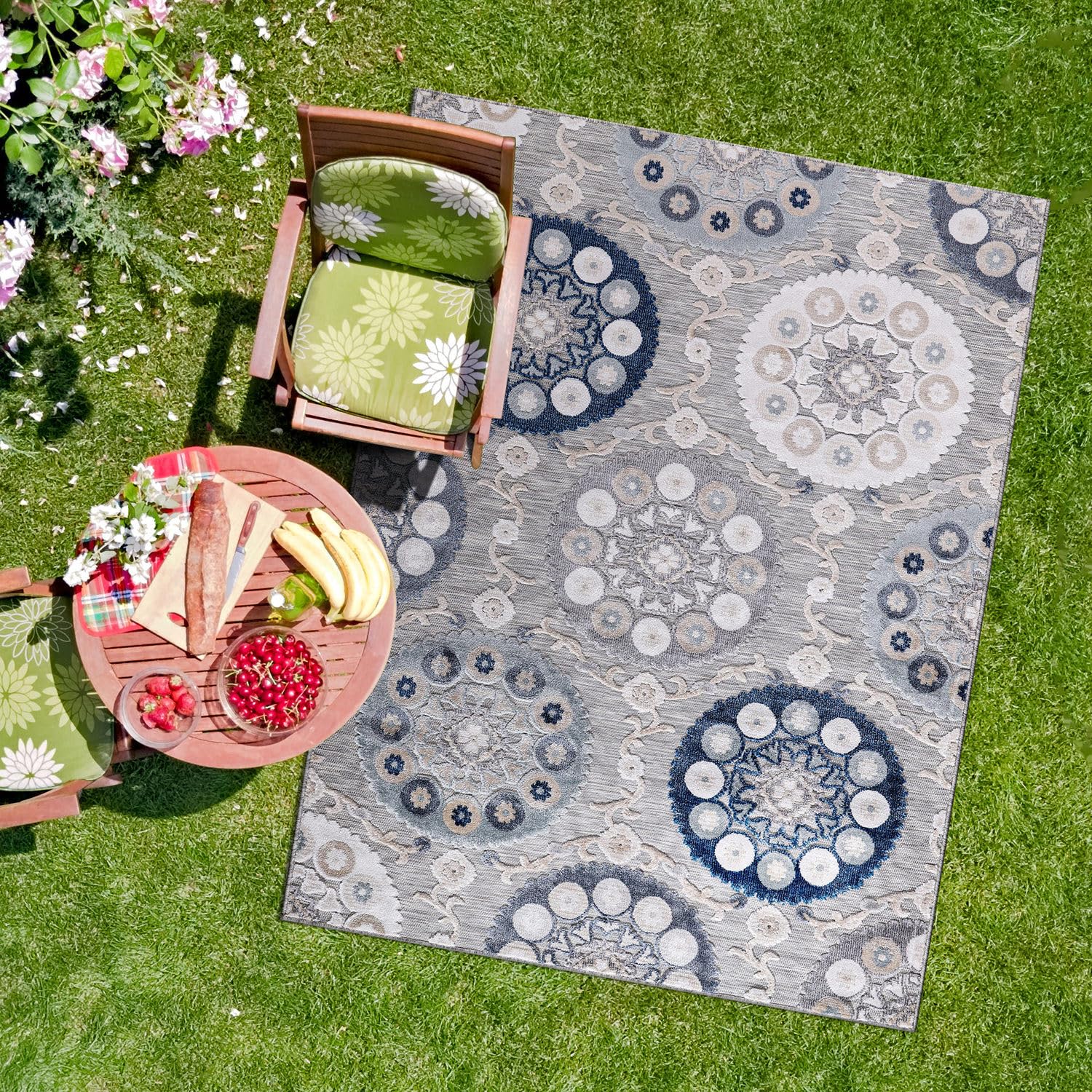 Amazon.com: CAMILSON Indoor/Outdoor Rug 9x12 Bohemian Medallion Floral ...