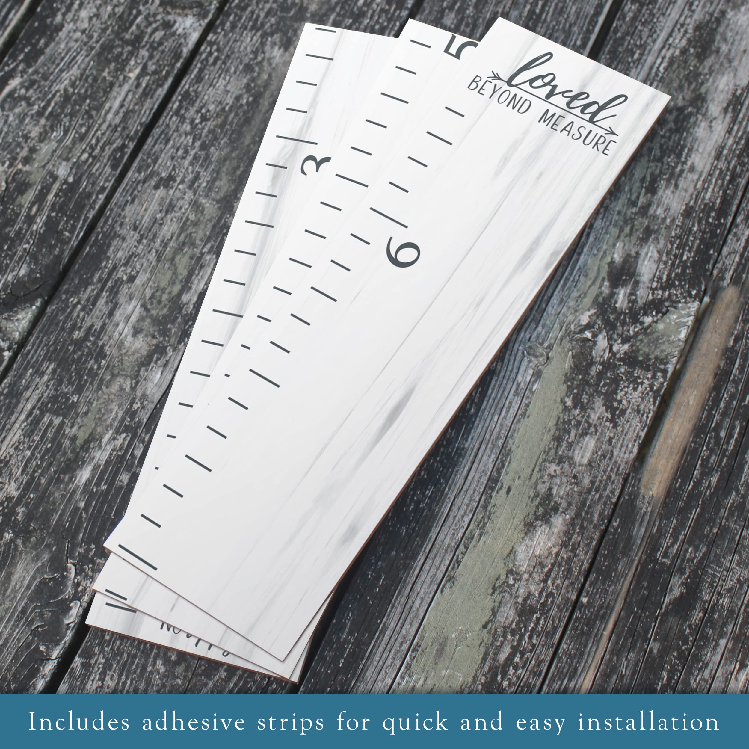 Farmhouse Style Wooden Kids Growth Chart Ruler for Boys and Girls (Weathered White - NTT)