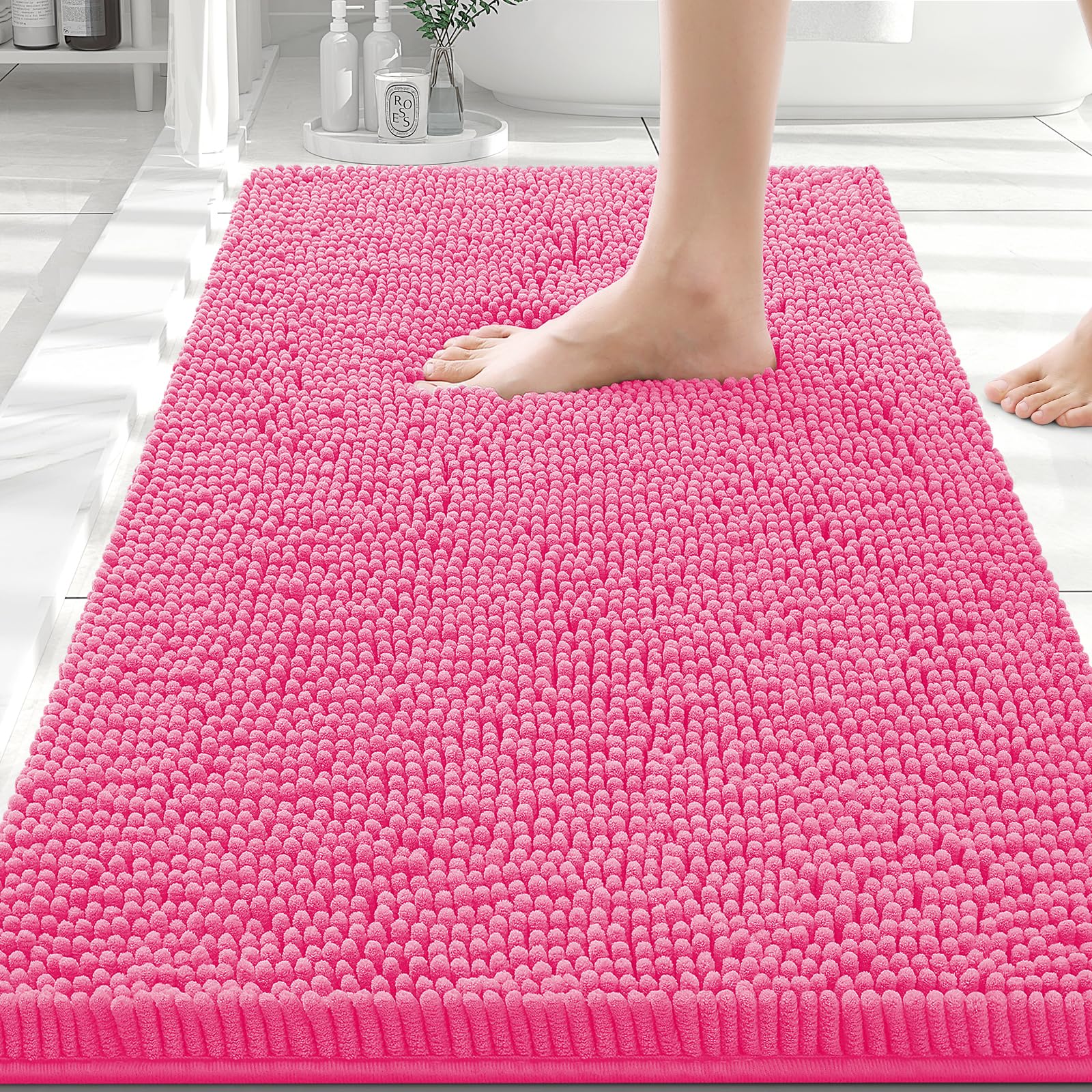 Smiry Bathroom Rugs 30X20, Luxury Chenille Extra Soft Absorbent Bath Mat