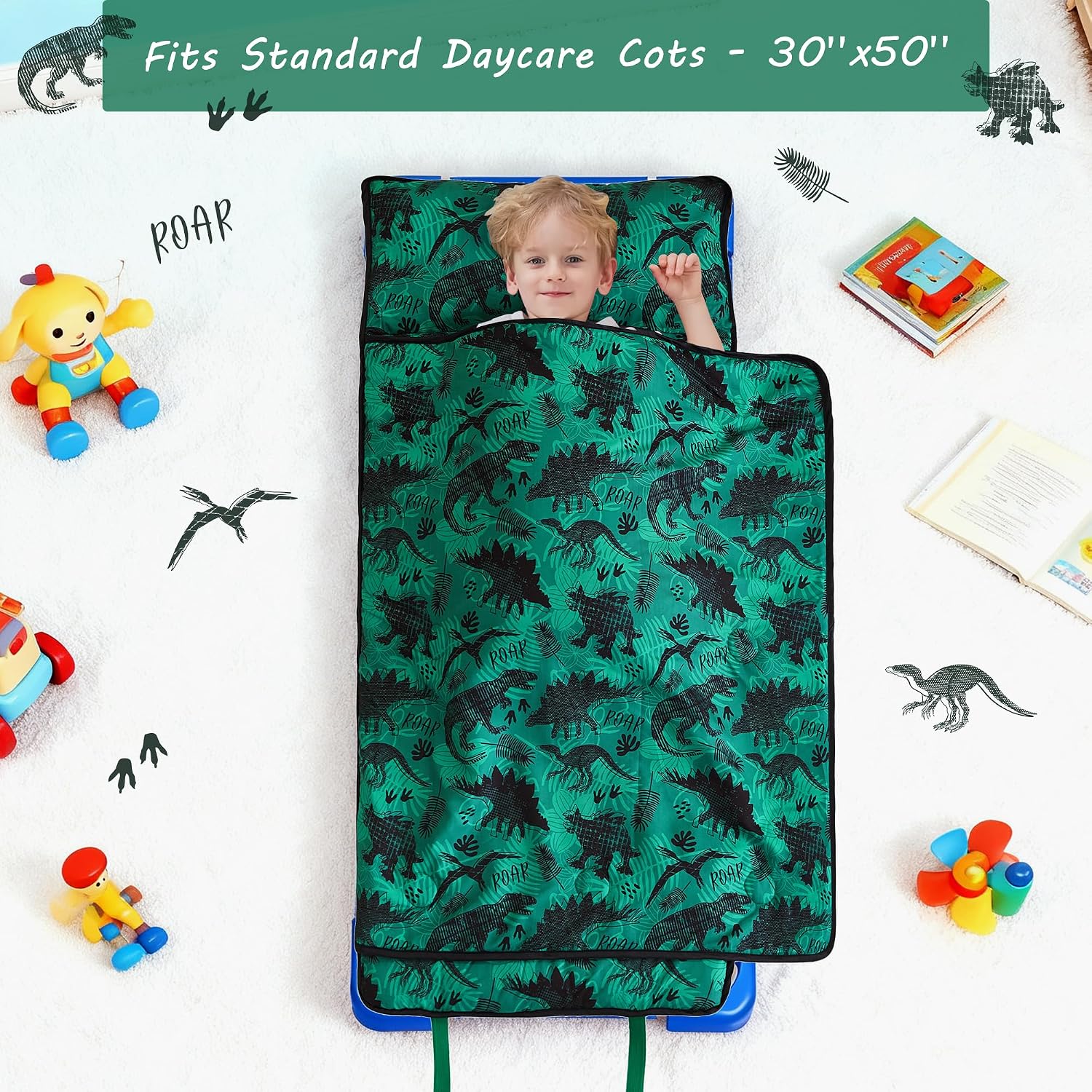 Lasoftan Toddler Nap Mat with Pillow and Blanket, Extra Large Rolled Napping Mats,Slumber Bags for Boys Girls,Kids Sleeping Bag for Daycare, Preschool Travel Camping