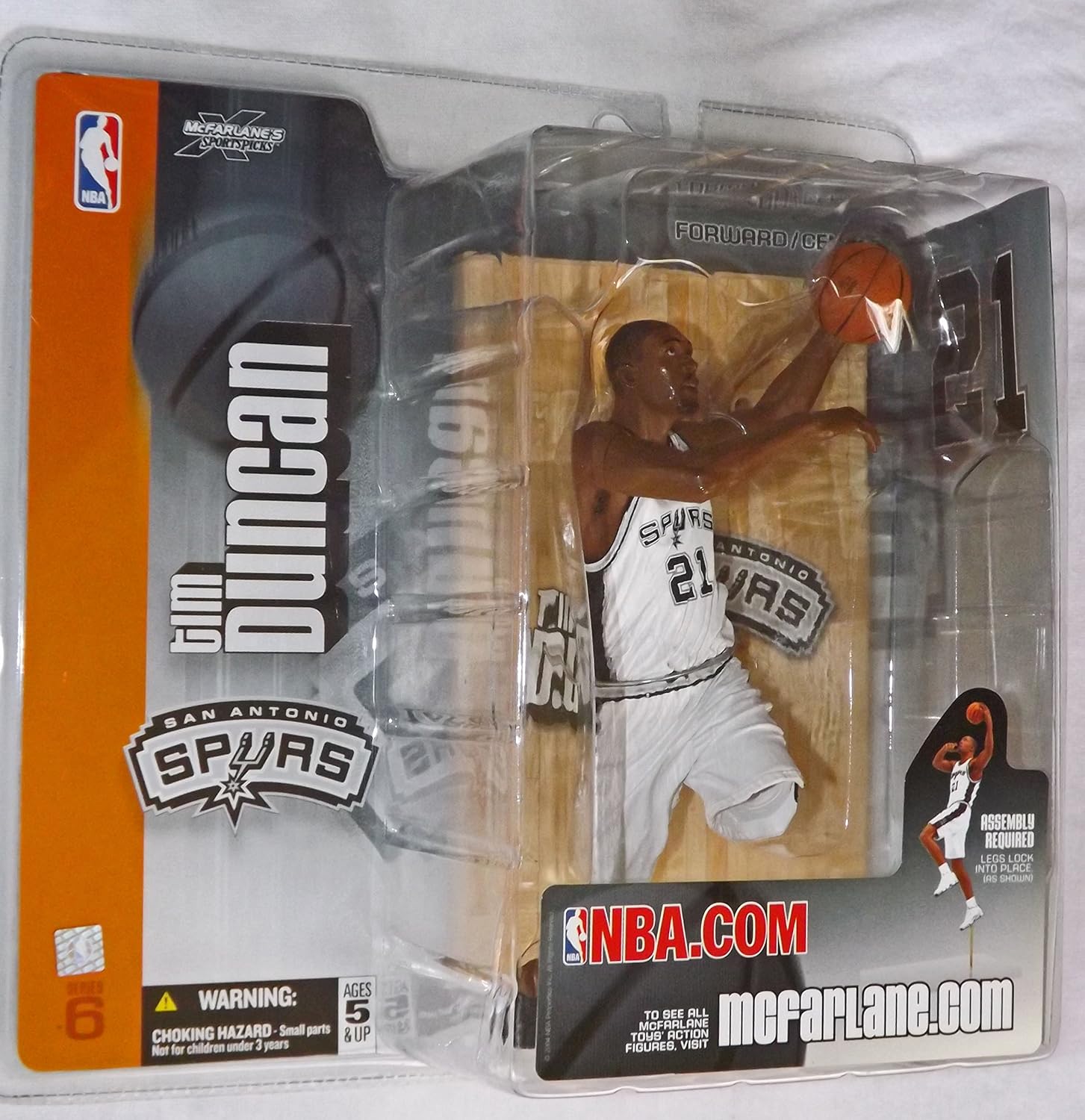Tim Duncan #21 San Antonio Spurs McFarlane NBA Series 6 White Uniform Six Inch Action Figure