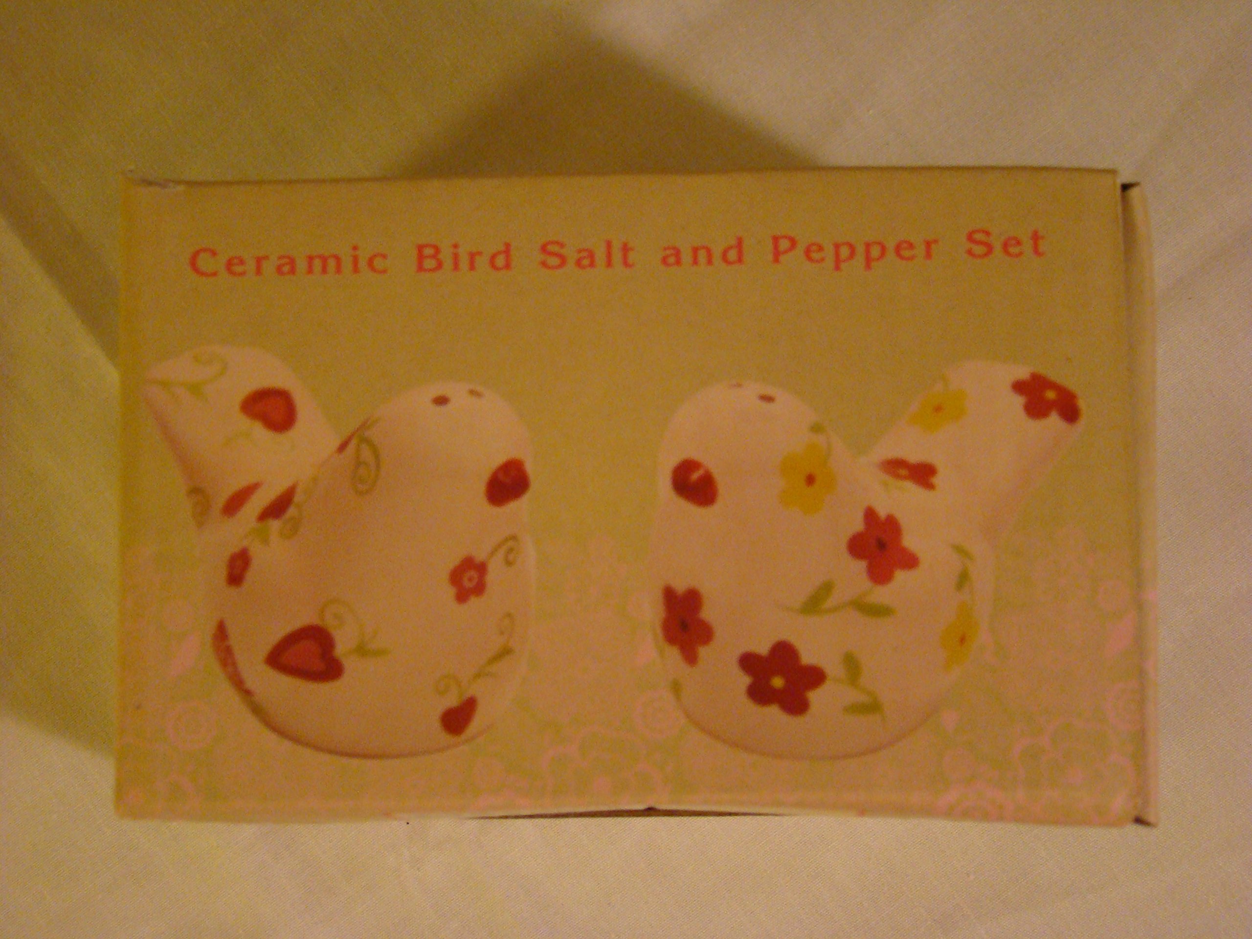 Pink Bird Shape Ceramic Salt and Pepper Set