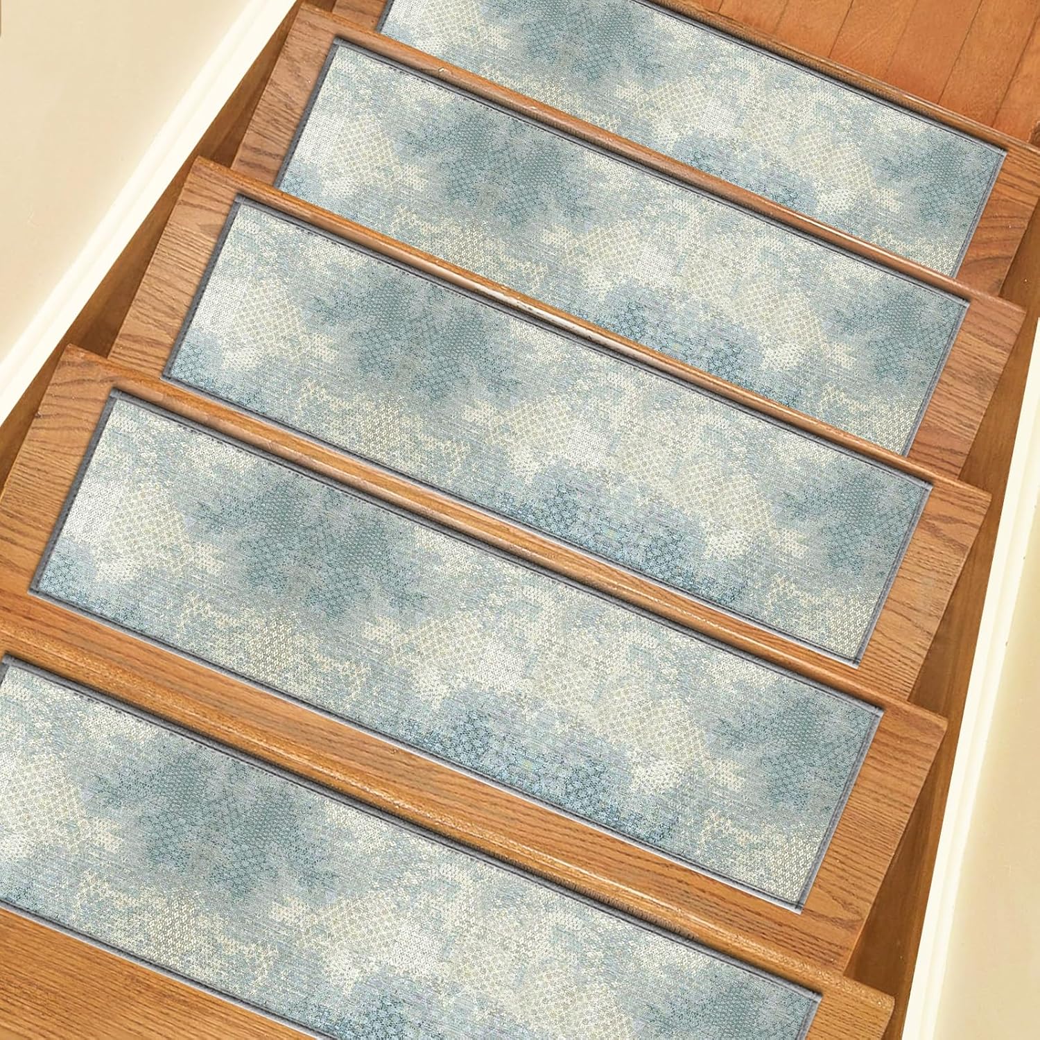 Non-Slip Stair Treads for Wooden Steps, 15PCS Stair Runner Carpets with Adhesive Backing,8"x30" Peel and Stick, Washable & Reusable,Pet-Friendly Safety Mats for Kids, Elders, Dog