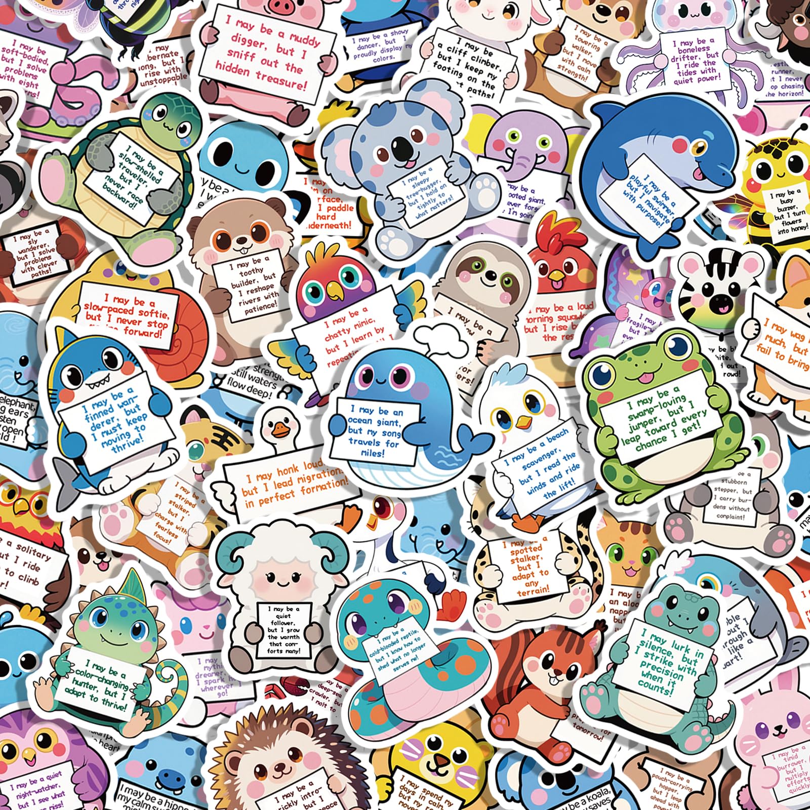 Photo 1 of 112PCS Emotional Support Affirmation Sticker for Adult Teacher Teen, Cute Animal Motivational Inspirational Quote Stickers for Water Bottle Journal Planner Laptop Phone - Waterproof Vinyl Decal