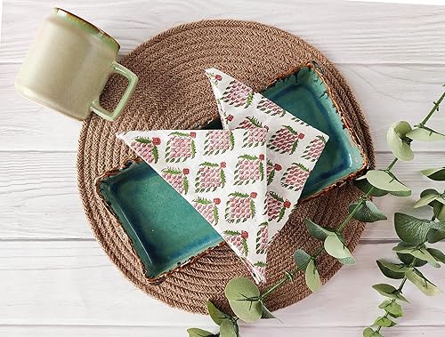 Miniatura 10 de AVKA Studio Servilletas de cena de algodón con estampado de 18 x 18 pulgadas, juego de 12 servilletas de tela lavables, uso diario o cena y eventos,