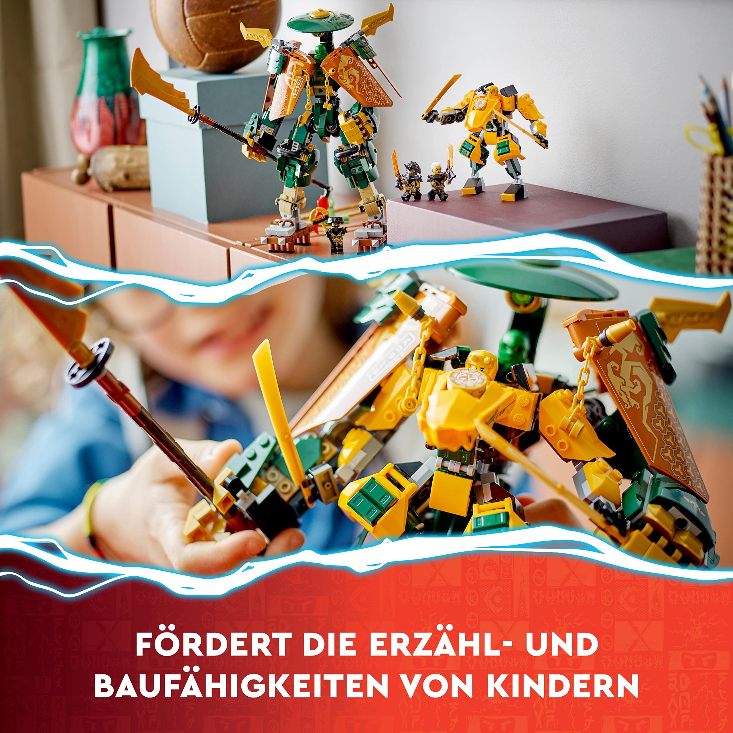 LEGO NINJAGO Lloyds und Arins Ninja Training-Mechs Set mit 2 kombinierbaren Action-Figuren und 5 Minifiguren, Ninja-Kampfspielset, Geschenk für Kinder 71794