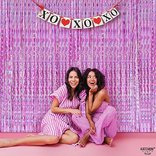 Miniatura 7 de KatchOn, Cortina holográfica de flecos de papel de aluminio púrpura, extragrande, 3.2 x 8 pies, paquete de 2  Serpentinas para decoraciones de