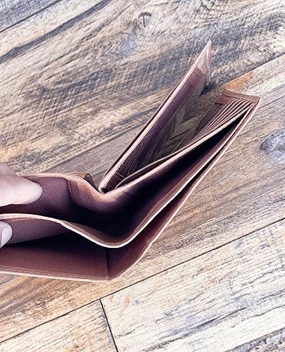 Miniatura 6 de Billeteras de cuero genuino con bloqueo RFID para hombre 19 ranuras para tarjetas de crédito, 2 ventanas de identificación, soporte de viaje