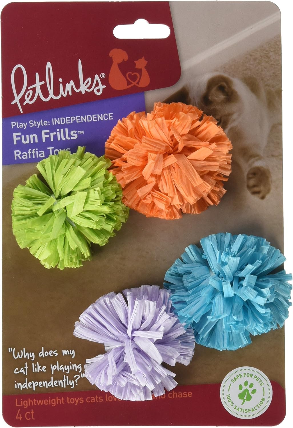 Petlinks Fun Frills Raffia Ball (Set of 4)