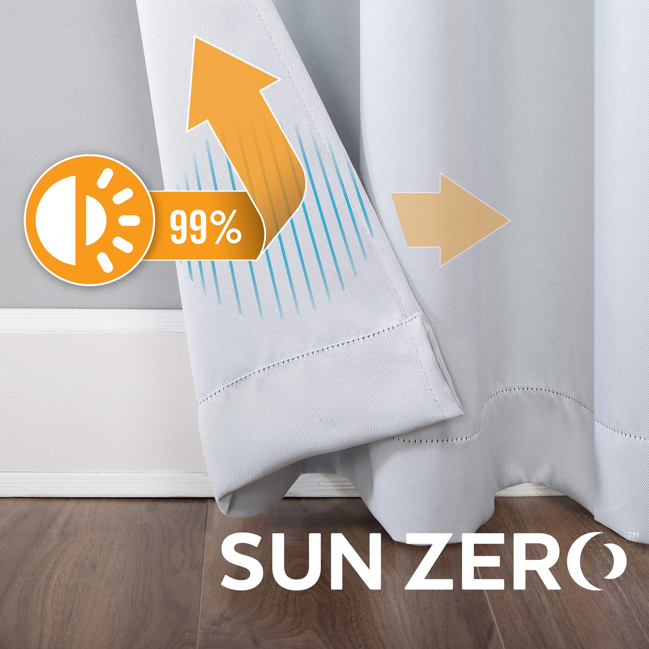 Sun Zero Soho 2-pack Blackout Energy Efficient Grommet Curtain Panel Pair, 54" x 63", Dove White, Oyster White - Image 4