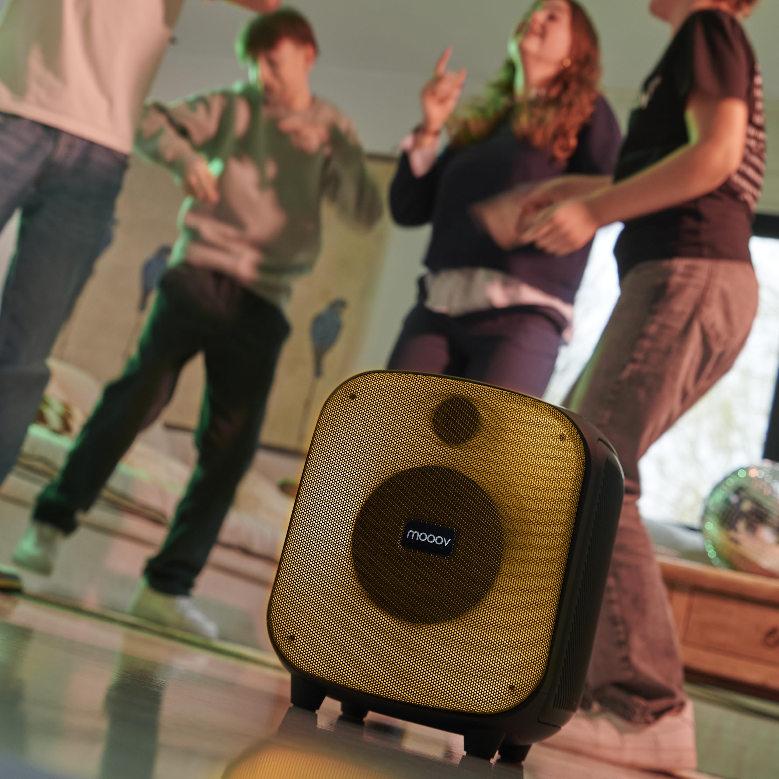 Mooov 477370 - Potężny głośnik Bluetooth 200 W Musicale, TWS, przenośny, 6 efektów LED, gniazda USB, microSD, wejście Micro