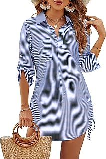 Blooming Jelly Womens Bathing Suit Cover Ups Bikini Swimsuit Coverup Drawstring Beach Dress Shirt