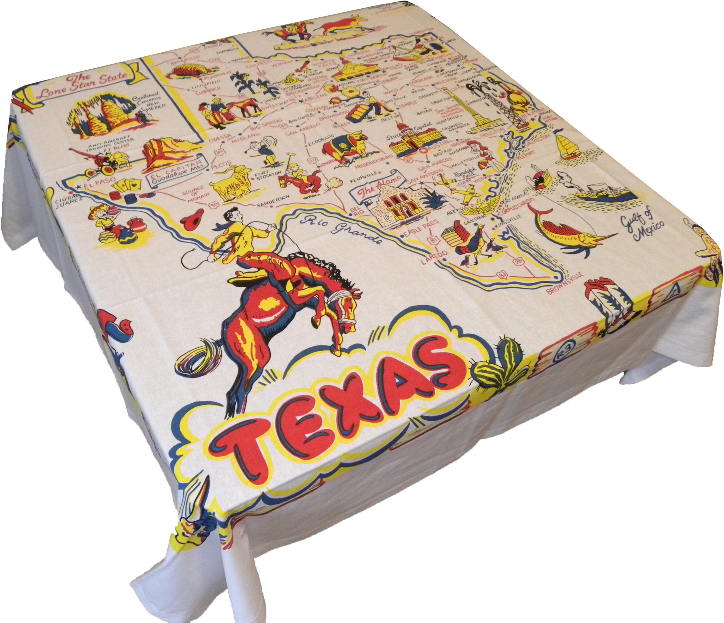 Yeegfeyaa Redandwhitekitchen State of Texas Souvenir Map Tablecloth, 52 inch Square