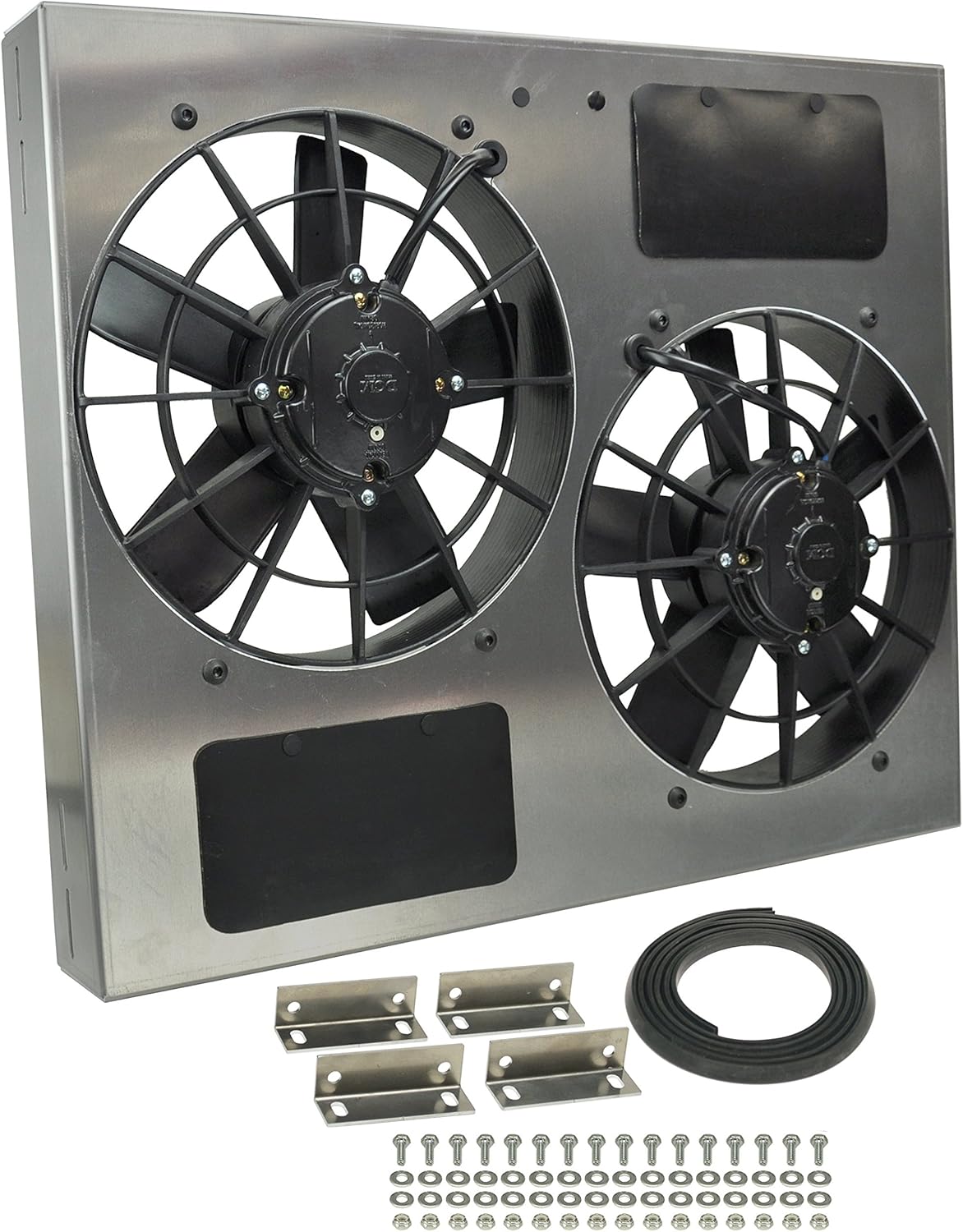 Derale 16835 Dual Radiator Fan with Aluminum Shroud Assembly