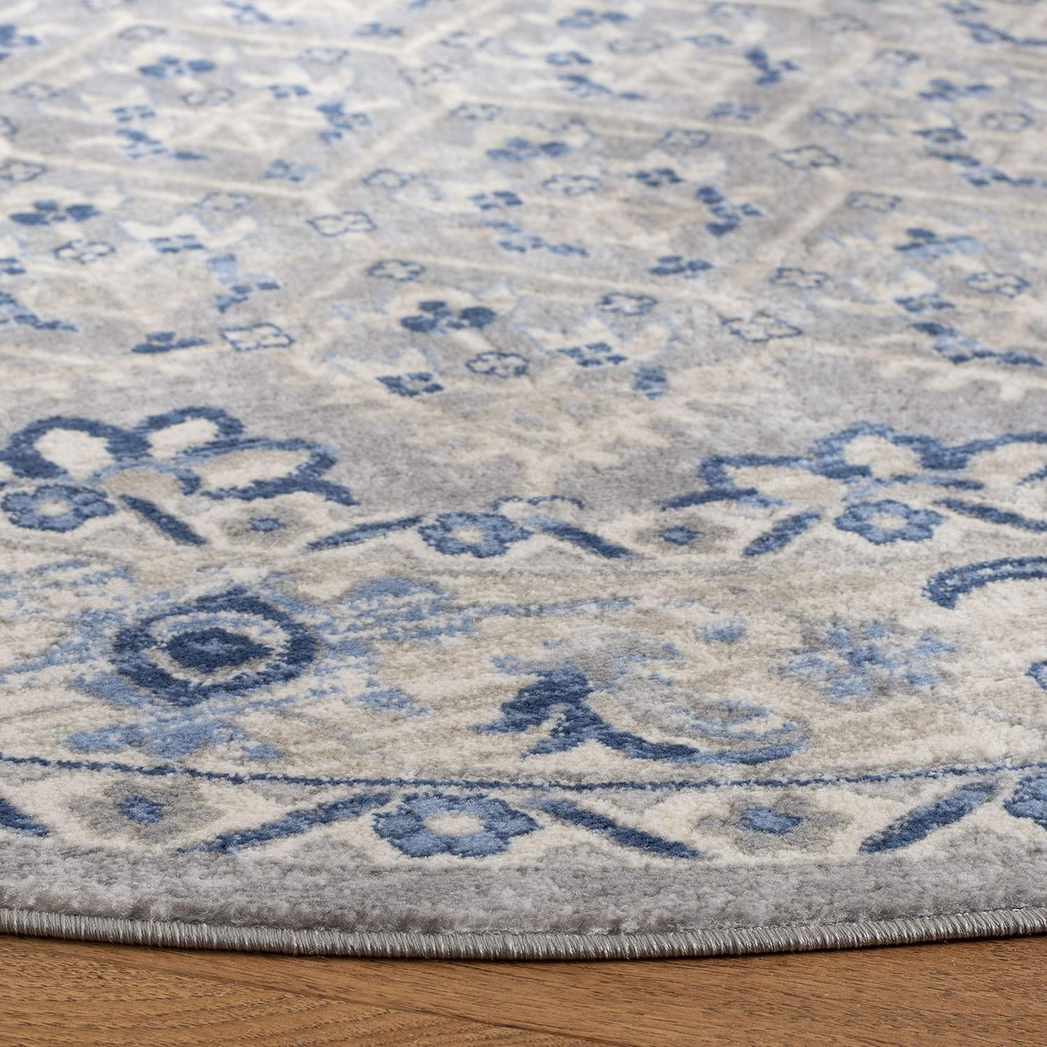 SAFAVIEH Brentwood Collection Area Rug - 3' Square, Light Grey & Blue, Oriental Distressed Design, Non-Shedding & Easy Care, Ideal for High Traffic Areas in Living Room, Bedroom (BNT869G)