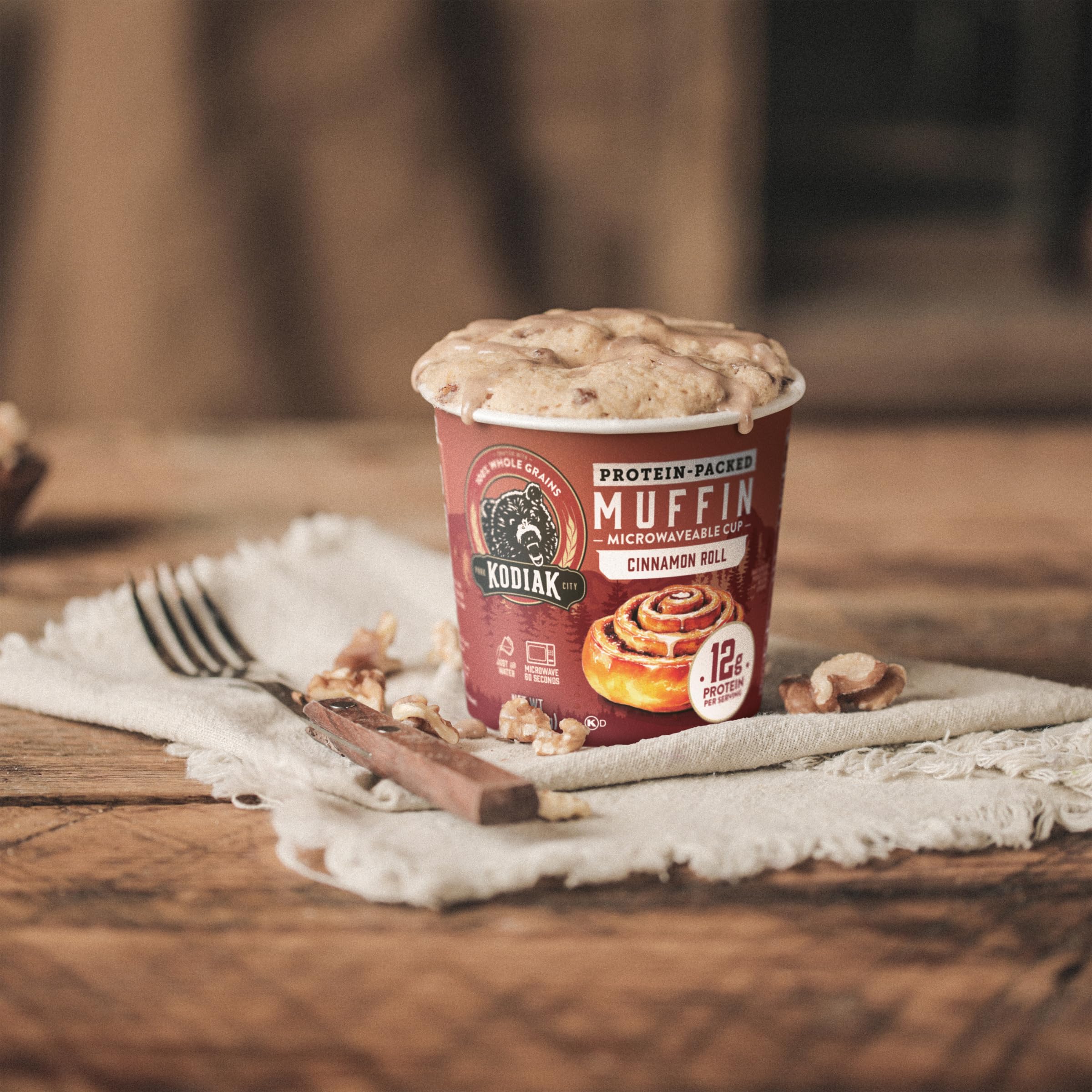 Power Cups Lot de 12 muffins à la cannelle – Muffins 100 % grains entiers et riches en protéines – Mélange pour muffins petit déjeuner à la cannelle, 65 g