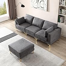 Caradel Carol 3 Seater Sofa with Ottoman Storage Dark Grey | Interchangeable Sofa Set 3 Seater 1 Ottoman | Sectional 4 Seater Sofas L Shaped
