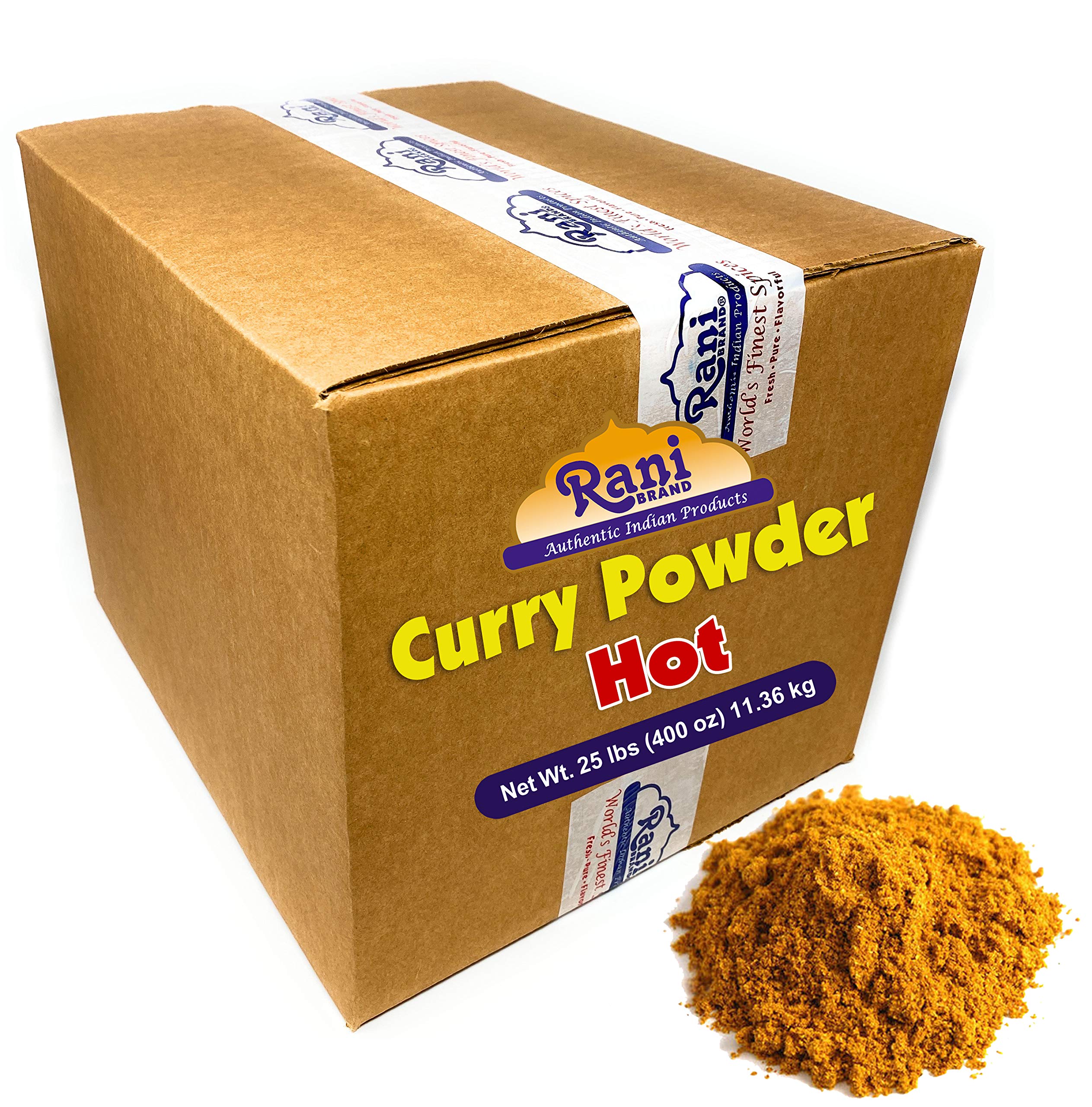 Rani Curry Powder Hot (11-Spice Authentic Indian Blend) 400oz (25lbs) 11.36kg Bulk Box ~ All Natural | Salt-Free | Vegan | No Colors | Gluten Friendly | NON-GMO | Kosher | Indian Origin
