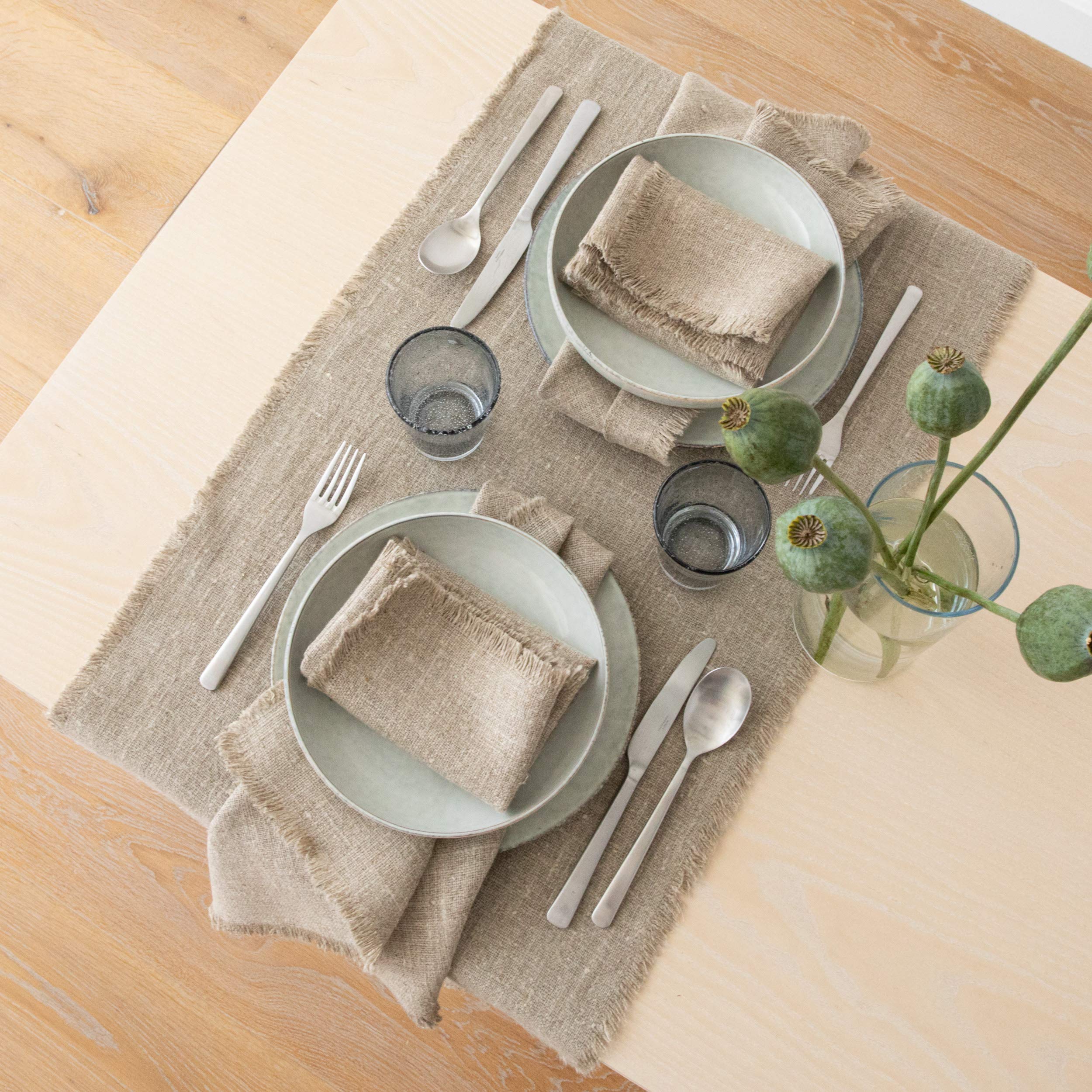 LinenMe Chemin de Table en Lin Style Rustique Couleur Naturelle 45 x 229 cm