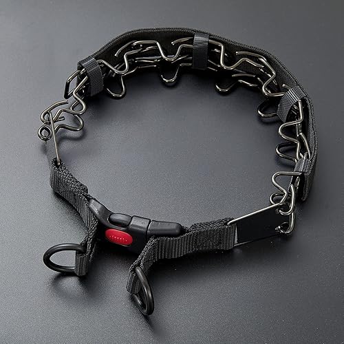 Miniatura 4 de Collar de perro grande ajustable de acero inoxidable resistente (20 pulgadas, negro), hebilla de liberación rápida para perros medianos y grandes