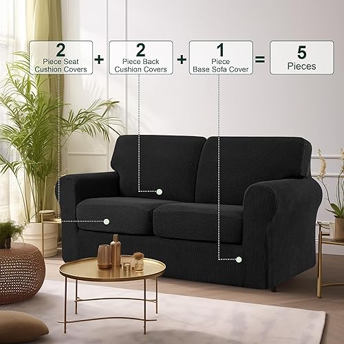Vista 63 de CHUN YI - Funda elástica para sillón (3 piezas), funda para sofá de 1 plaza con un respaldo y cojín separado con banda elástica, tela jacquard
