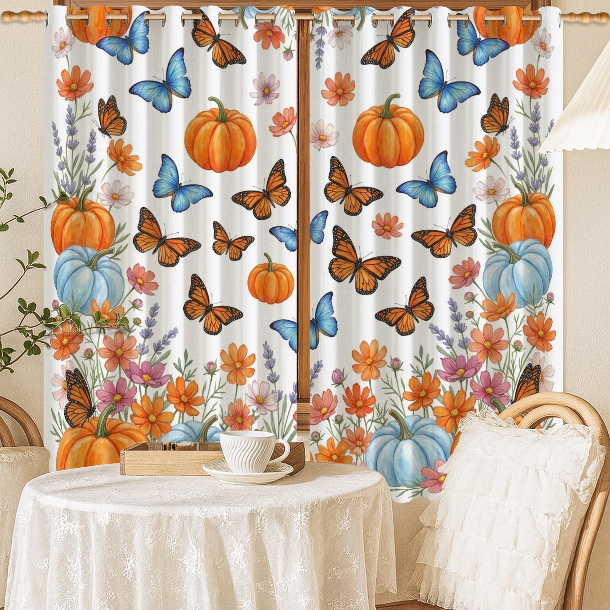 Rideaux occultants orange automne 132x137 cm avec isolation thermique de salon