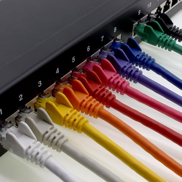 1aTTack.de 0,5m Cavo di Rete 10 colori - Cat.6 Ethernet Gigabit Lan RJ45 10 100 1000 Mbit s - Cavo Patch UTP compatibile con Cat.5 Cat.5e Cat.7 Cat.8-10 colori - 0,5m - 5