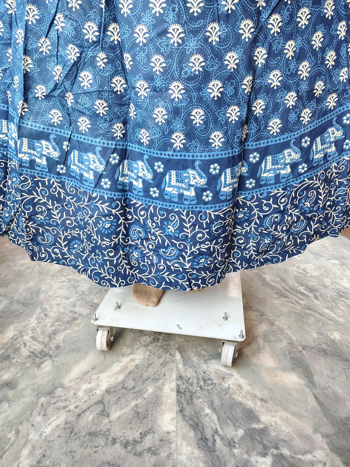 Rastogi Handicrafts Women’s Bohemian Print Cotton Long Skirt Pareo Beach Wrap Cover up Elastic Waist One Size Waist 22"-39"