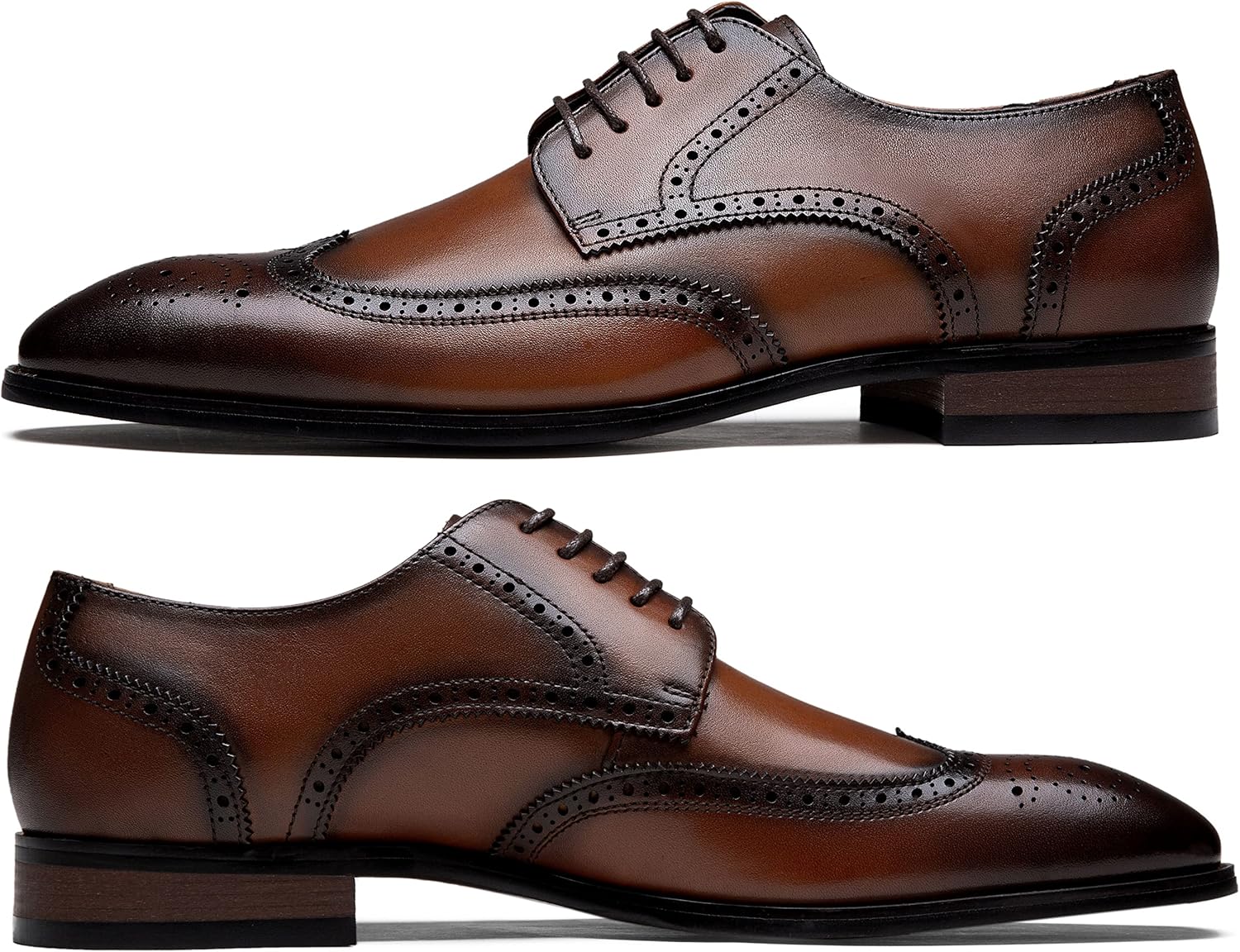 Jousen Men's Dress Shoes Leather Classic Formal Mens Oxfords Retro Derby Oxford - Image 4