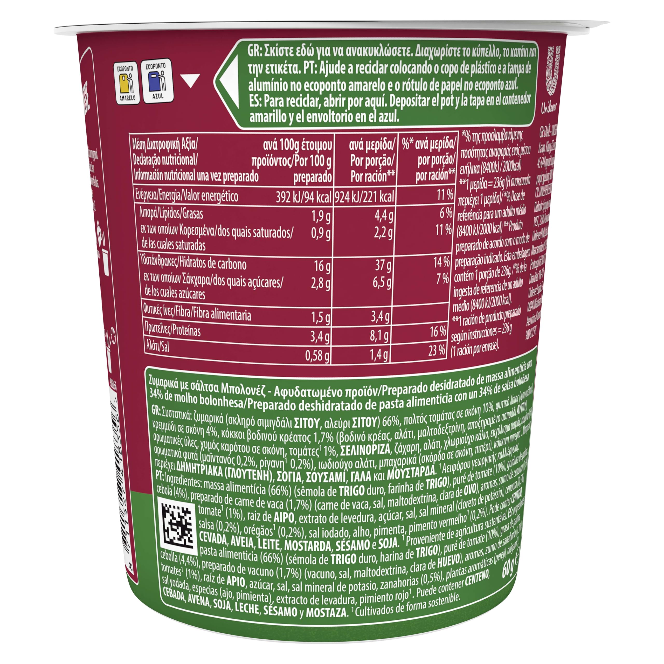 Knorr Pasta Pot Salsa Boloñesa 60g, 1 unidad