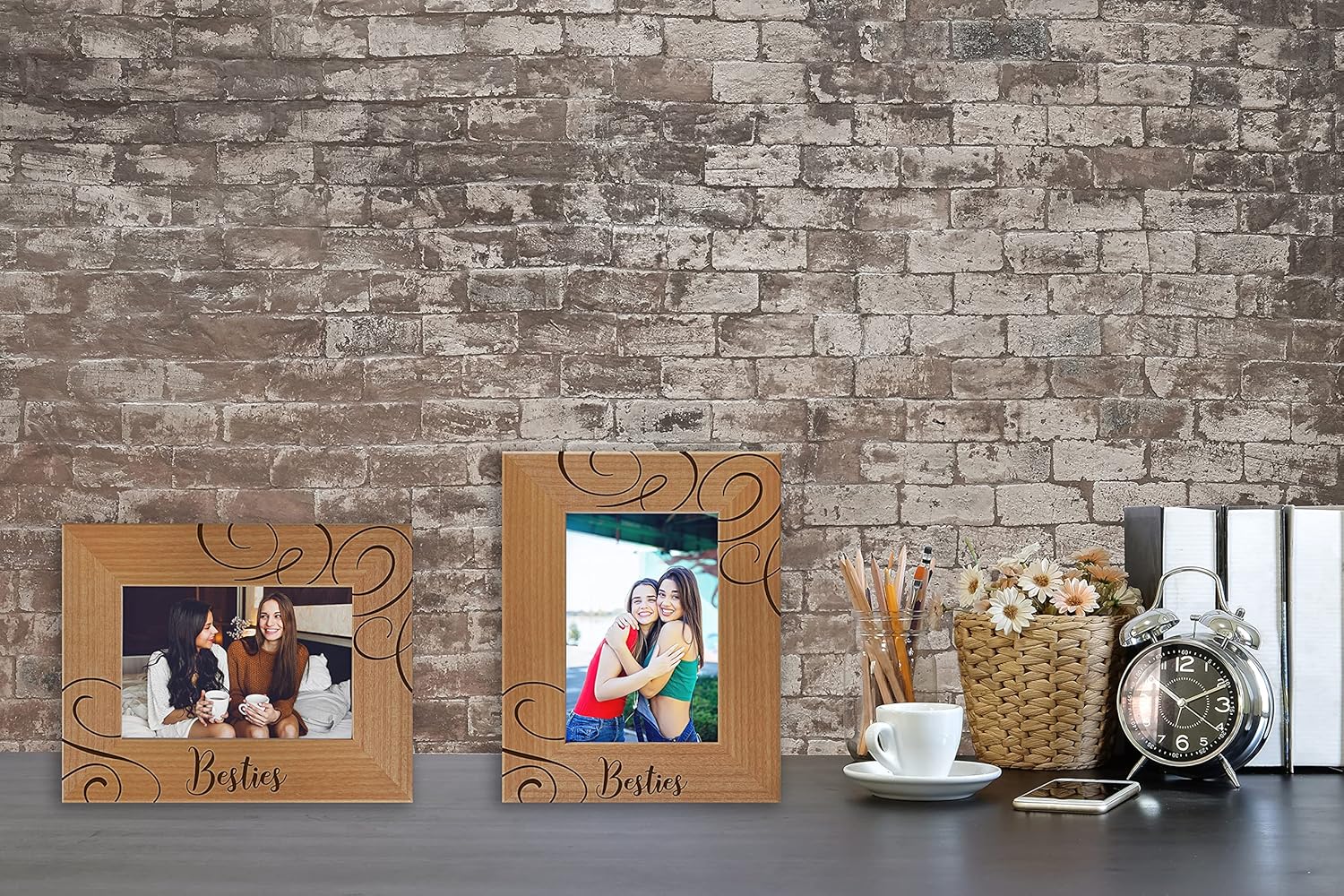 Best Friends Picture Frame Gift - Besties - Friend Birthday Gifts for Women, BFF, Bestfriend, Besties, - Long Distance Friendship Photo Picture Frame Gifts for Soul Sisters, 4x6 Vertical