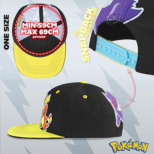 Miniatura 6 de Pokemon Gorra de béisbol unisex para niños, gorra de béisbol Pikachu con correa ajustable, gorra de camionero para niños Snapback