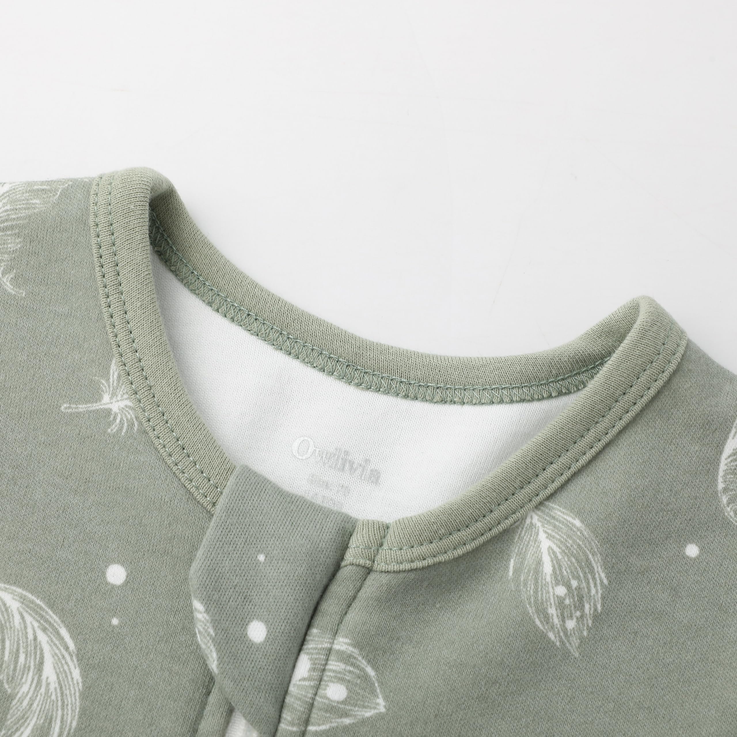 Owlivia 1.0 Tog 100% Organic Cotton Baby Sleeping Bag with Feet Toddler Sleeping Bags with Legs Sleeveless Wearable Blanket for All- Season Comfort(Feather Green - Image 2