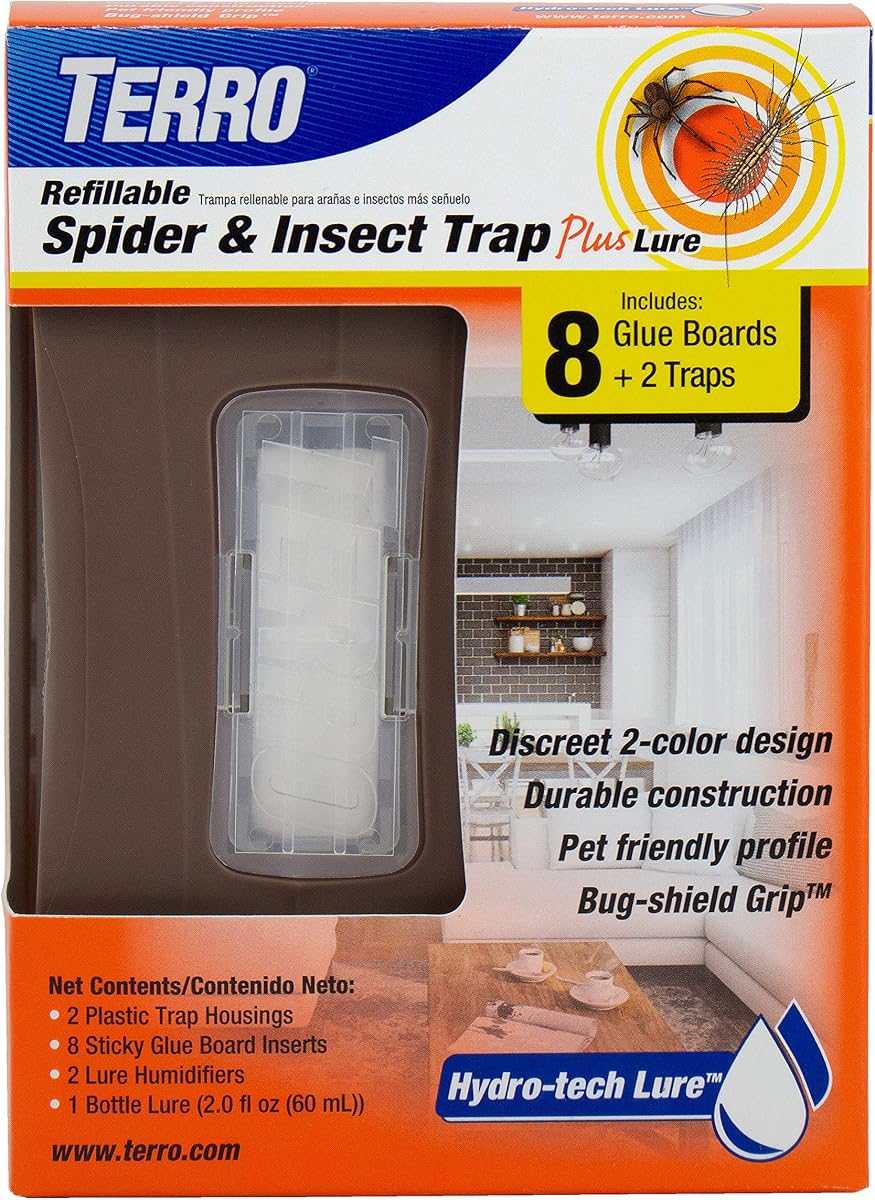 Terro T3220 Trampa recargable para arañas e insectos más señuelo - Trampas para arañas, hormigas, cucarachas, ciempiés e insectos rastreros de interior para su hogar - Trampa para insectos reutilizable