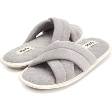 Floopi Womens Soft Criss Cross Open Toe Slippers with Quilted Terry Sitch Insole Lining, Memory Foam, Anti-Skid Rubber Outsole for Summer
