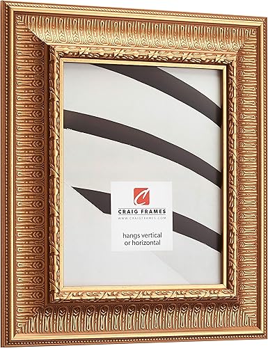 Miniatura 2 de Craig Frames Maximus, portarretratos de 8 x 10 pulgadas con paspartú para mostrar una foto de 5 x 7 pulgadas, color dorado romano