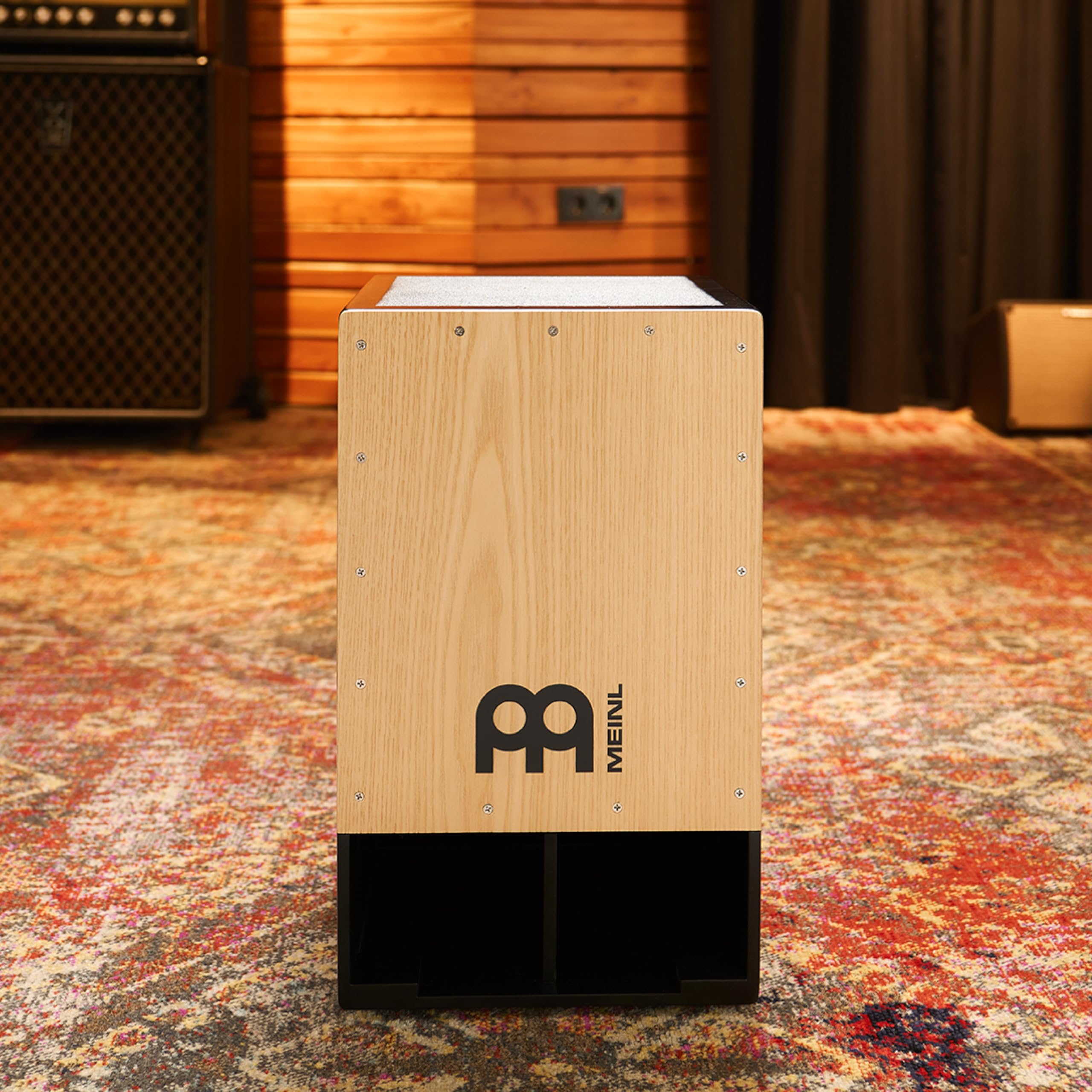 Meinl Percussion Subwoofer Cajon Instrument - Grande drum box avec 2 rosaces projetant le son - Surface de jeu American White Ash (SUBCAJ1AWA)