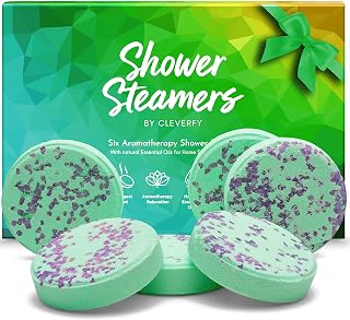 Cleverfy Eucalyptus Shower Steamers Aromatherapy - Gift Set of 6 Shower Bombs with Eucalyptus Essential Oil for Refreshing Shower or Nasal Congestion. Self Care Shower Steamer Gift for Woman and Man