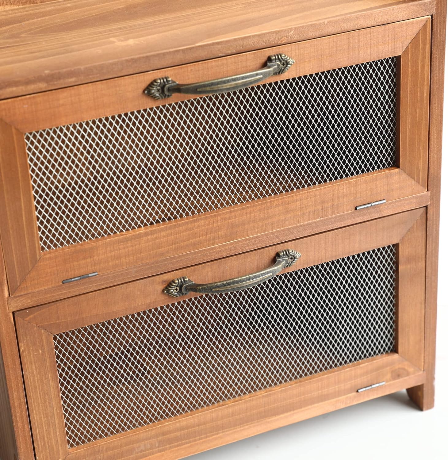 COLLECTIVE HOME - 2 Tiered Storage Cabinet, Countertop Cabinet, Wood Organizer for Kitchen Living Room Bedroom Office, 15.75 x 14.5 x 6.5 (no Pattern, Double Door, Brown)