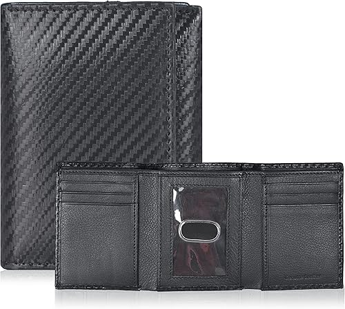 ESTALON Slim RFID Wallets for Men - Genuine Leather Front Pocket Trifold Wallet