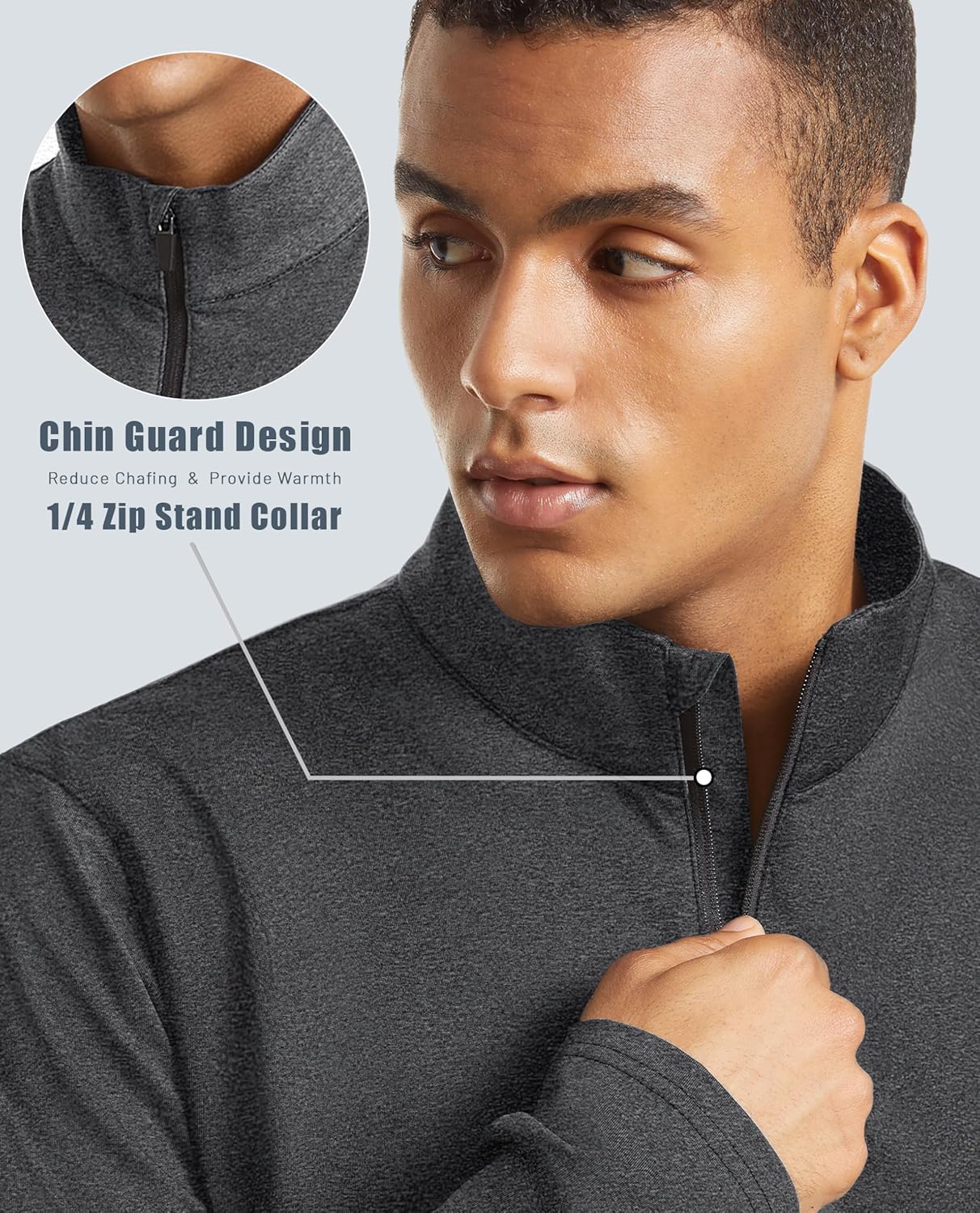 KEFITEVD Men's Quarter Zip Pullover Fleece Lined Long Sleeve Golf Shirt 1/4 Zip Sweatshirts Thermal Winter Sweaters - Image 6